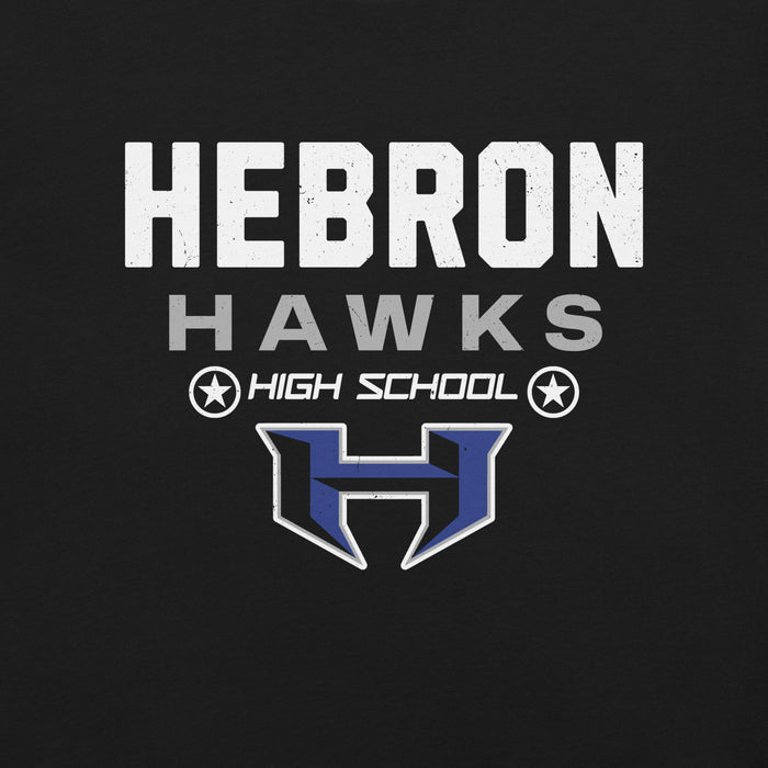Close-up view of Hebron High School Hawks Black Premium Unisex T-shirt 003