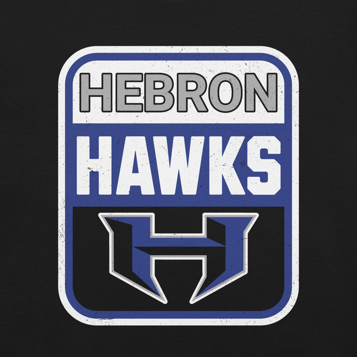 Close-up view of Hebron High School Hawks Black Premium Unisex T-shirt 001