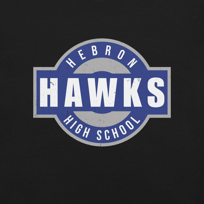 Close-up view of Hebron High School Hawks Black Premium Unisex T-shirt 011