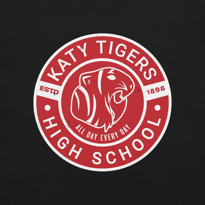 Close-up view of Katy High School Tigers Black Premium Unisex T-shirt 239