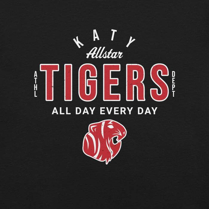 Close-up view of Katy High School Tigers Black Premium Unisex T-shirt 040