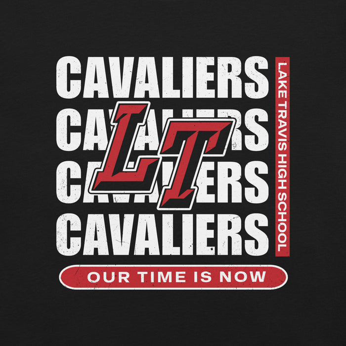 Close-up view of Lake Travis High School Cavaliers Black Premium Unisex T-shirt 235