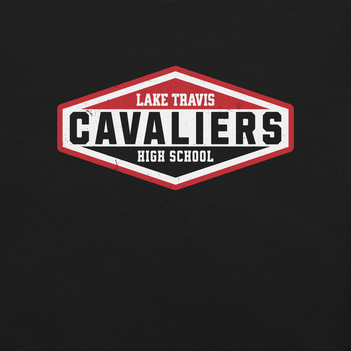 Close-up view of Lake Travis High School Cavaliers Black Premium Unisex T-shirt 009