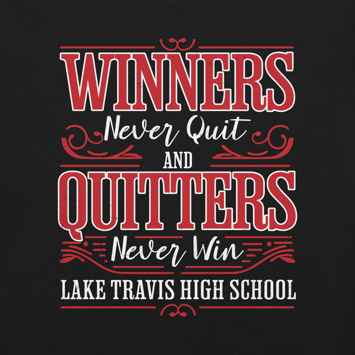 Close-up view of Lake Travis High School Cavaliers Black Premium Unisex T-shirt 237