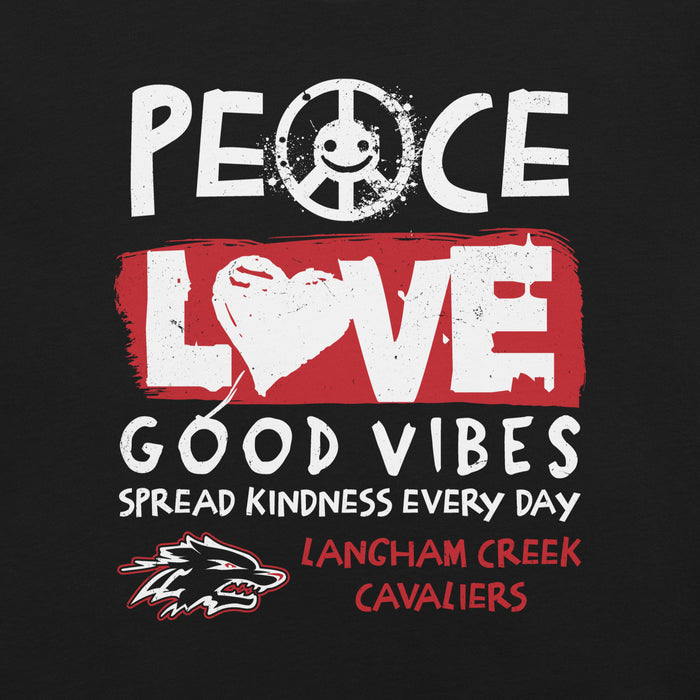 Close-up view of Langham Creek High School Lobos Black Premium Unisex T-shirt 240