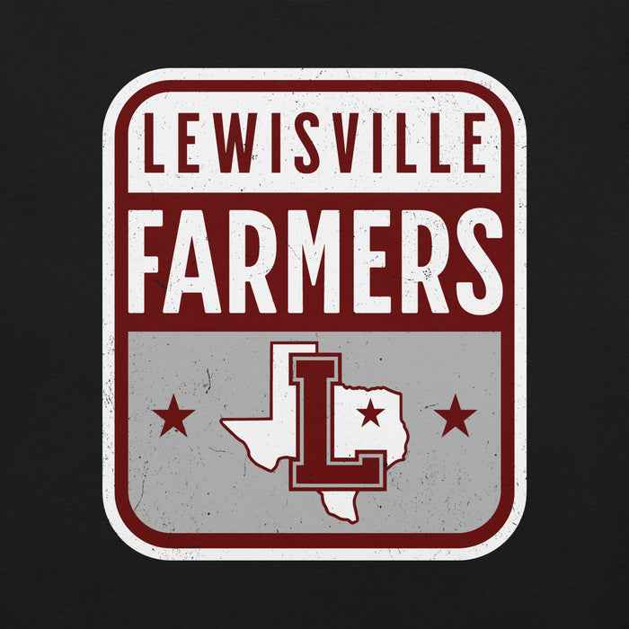 Close-up view of Lewisville High School Farmers Black Premium Unisex T-shirt 001