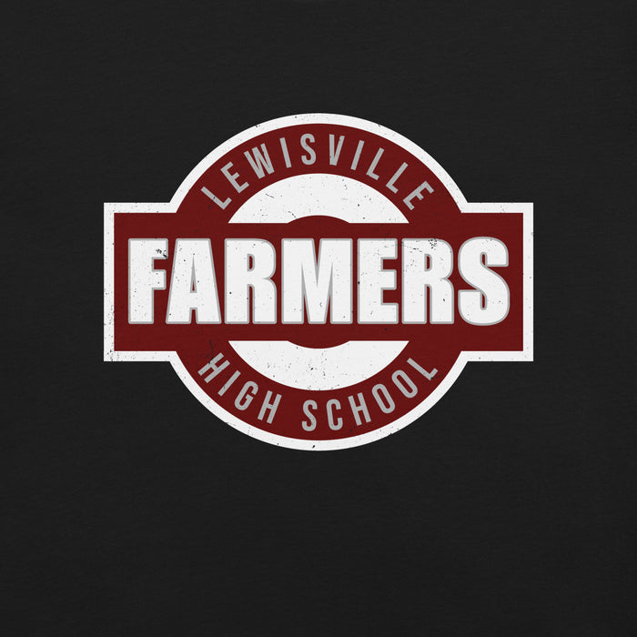 Close-up view of Lewisville High School Farmers Black Premium Unisex T-shirt 011