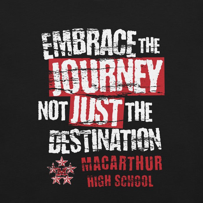 Close-up view of MacArthur High School Generals Black Premium Unisex T-shirt 242