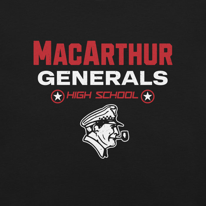 Close-up view of MacArthur High School Generals Black Premium Unisex T-shirt 003