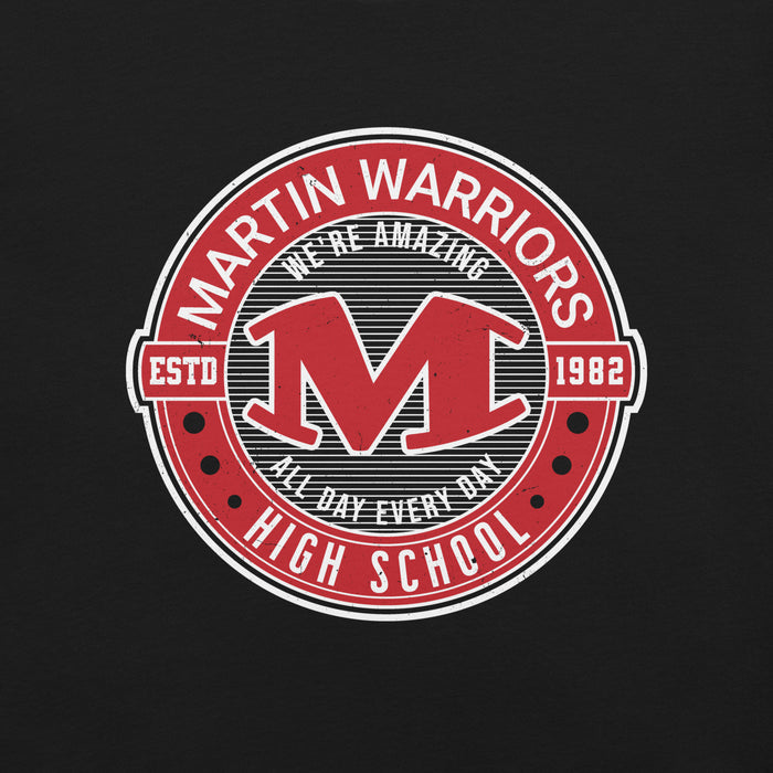 Close-up view of Martin High School Warriors Black Premium Unisex T-shirt 224