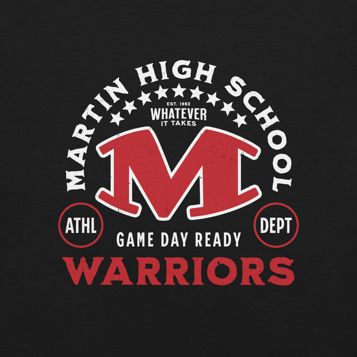 Close-up view of Martin High School Warriors Black Premium Unisex T-shirt 208