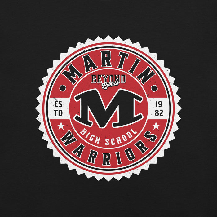 Close-up view of Martin High School Warriors Black Premium Unisex T-shirt 203