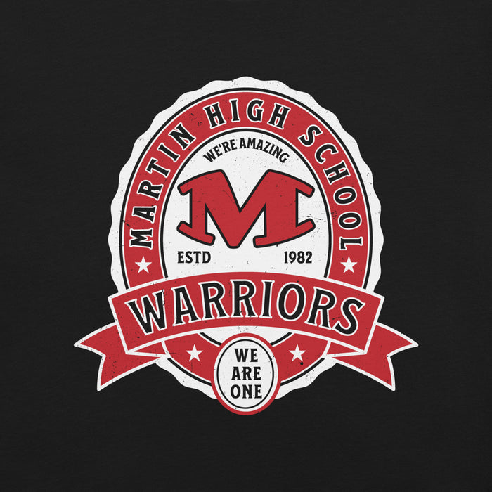 Close-up view of Martin High School Warriors Black Premium Unisex T-shirt 212