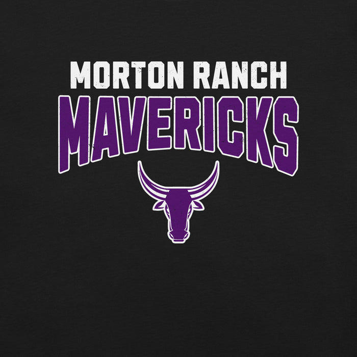Close-up view of Morton Ranch High School Mavericks Premium Black Unisex T-shirt 234