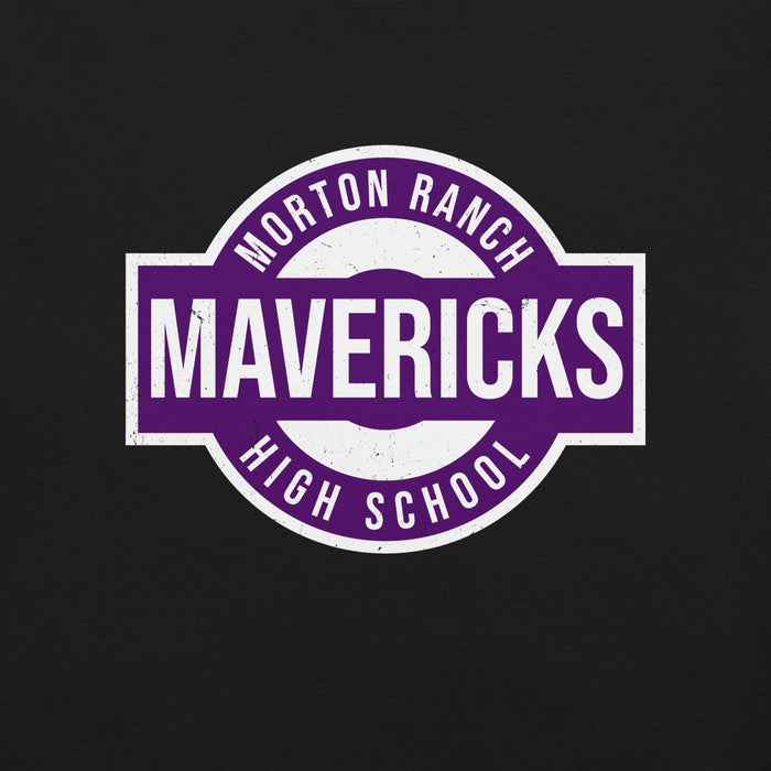 Close-up view of Morton Ranch High School Mavericks Premium Black Unisex T-shirt 011