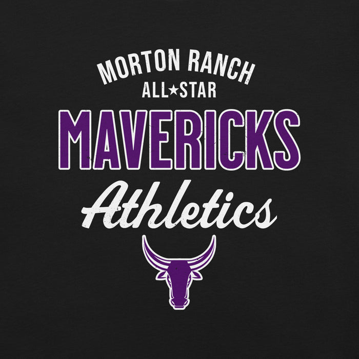 Close-up view of Morton Ranch High School Mavericks Premium Black Unisex T-shirt 034