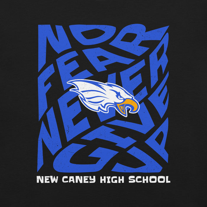 Close-up view of New Caney High School Eagles Black Premium Unisex T-shirt 236
