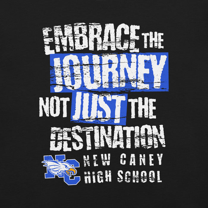 Close-up view of New Caney High School Eagles Black Premium Unisex T-shirt 232