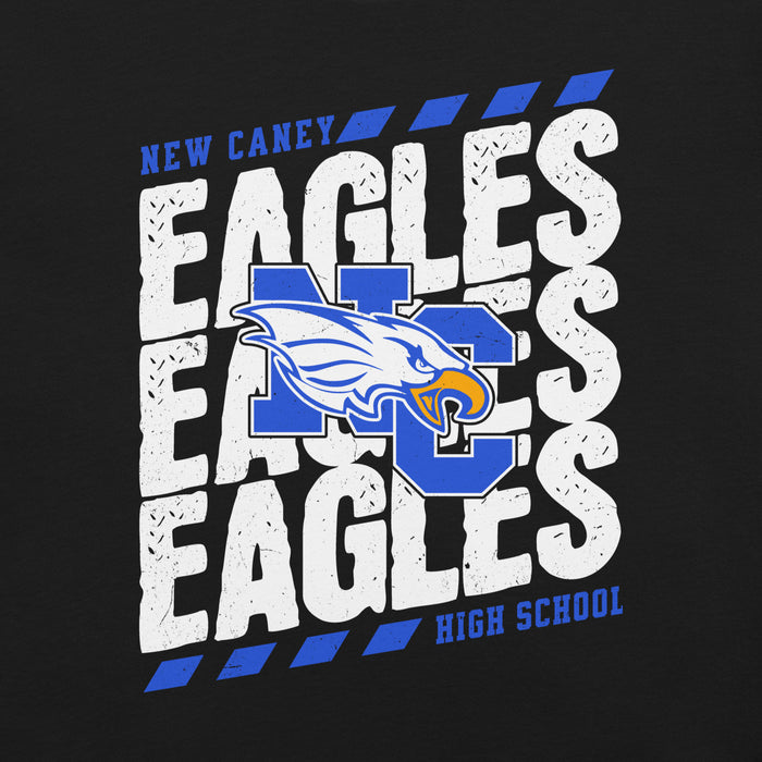 Close-up view of New Caney High School Eagles Black Premium Unisex T-shirt 223