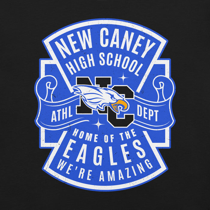 Close-up view of New Caney High School Eagles Black Premium Unisex T-shirt 207