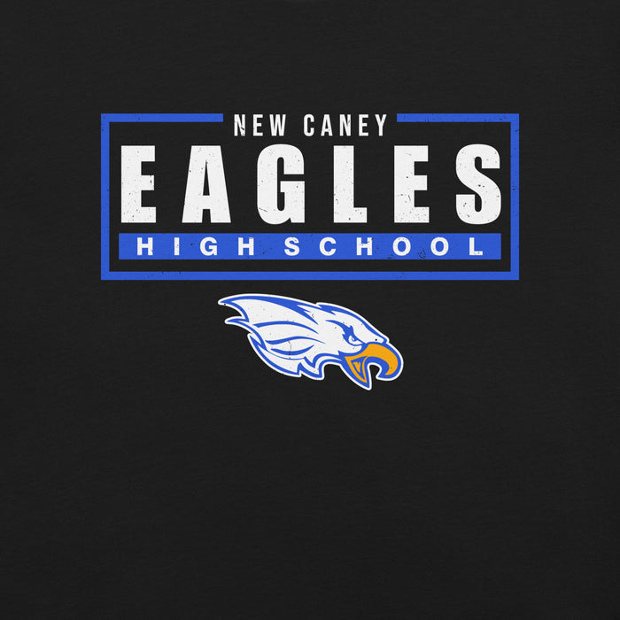 Close-up view of New Caney High School Eagles Black Premium Unisex T-shirt 049