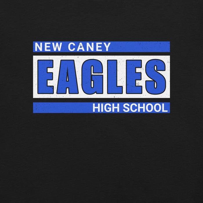Close-up view of New Caney High School Eagles Black Premium Unisex T-shirt 098