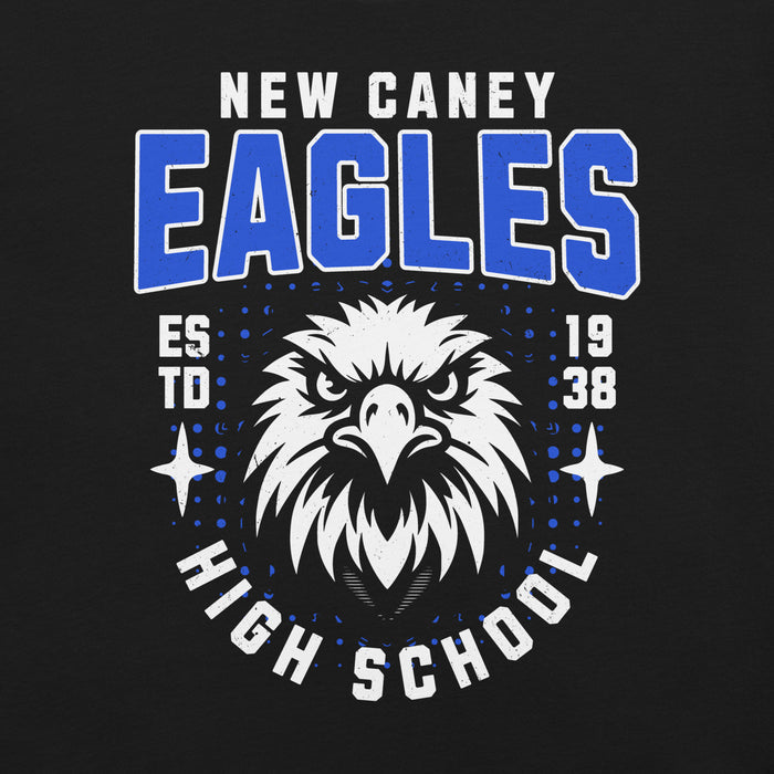 Close-up view of New Caney High School Eagles Black Premium Unisex T-shirt 204