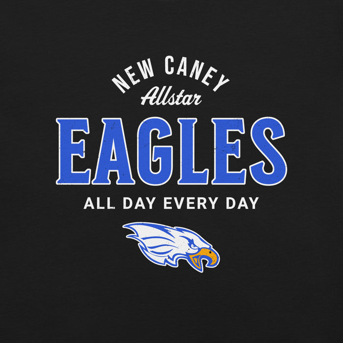 Close-up view of New Caney High School Eagles Black Premium Unisex T-shirt 040