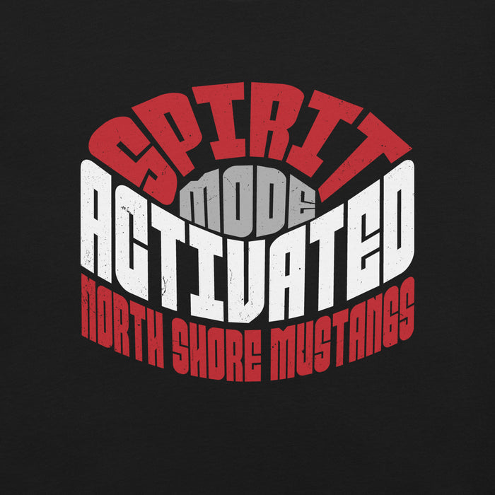 Close-up view of North Shore High School Mustangs Black Premium Unisex T-shirt 242