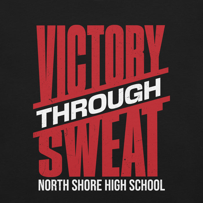 Close-up view of North Shore High School Mustangs Black Premium Unisex T-shirt 241