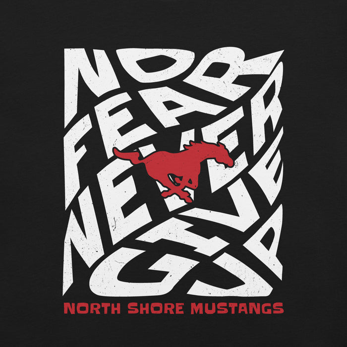 Close-up view of North Shore High School Mustangs Black Premium Unisex T-shirt 236