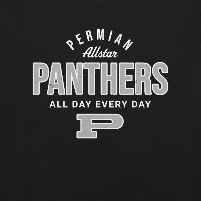 Close-up view of Permian High School Panthers Black Premium Unisex T-shirt 040