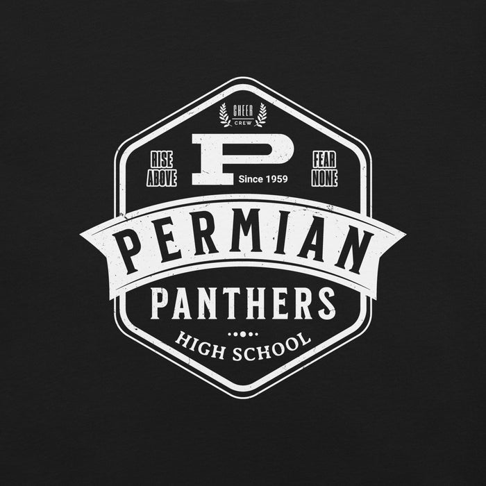 Close-up view of Permian High School Panthers Black Premium Unisex T-shirt 209