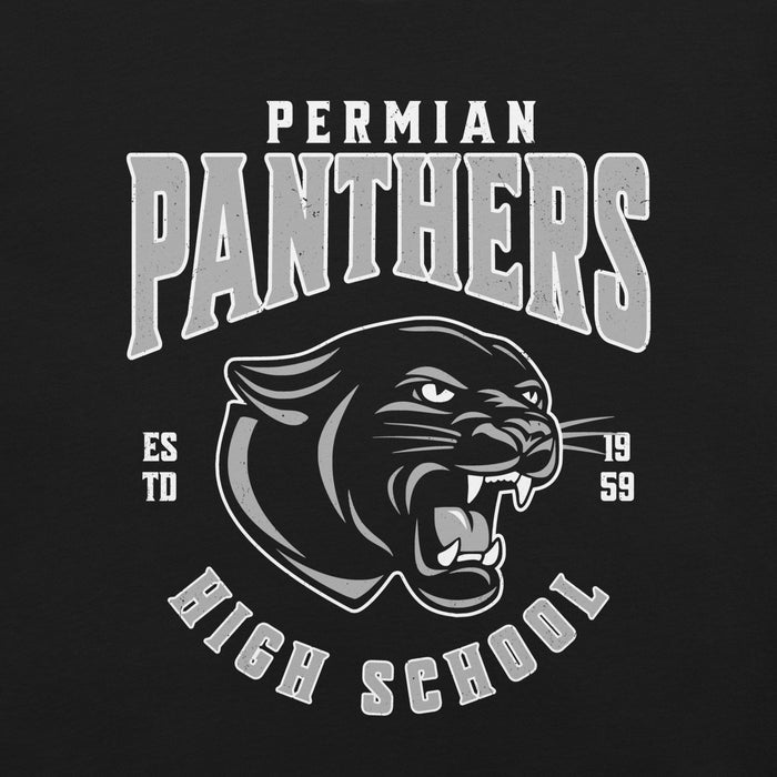 Close-up view of Permian High School Panthers Black Premium Unisex T-shirt 213