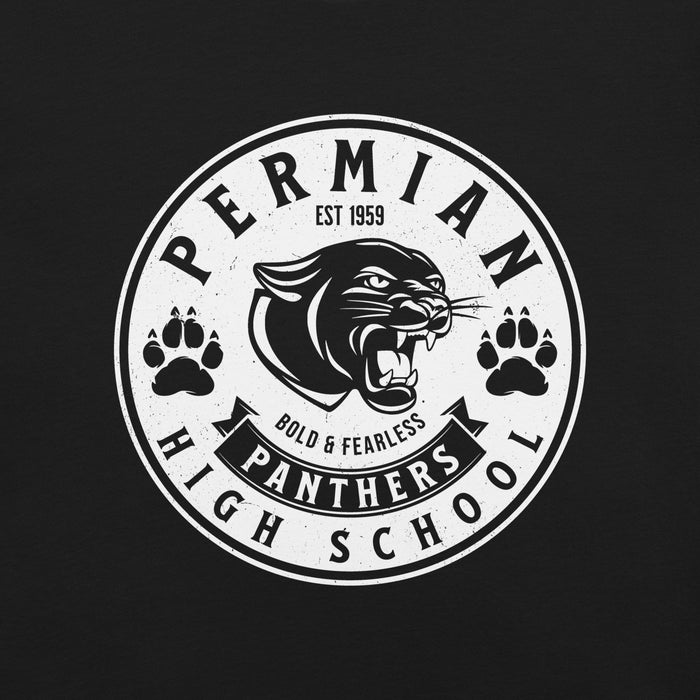 Close-up view of Permian High School Panthers Black Premium Unisex T-shirt 215
