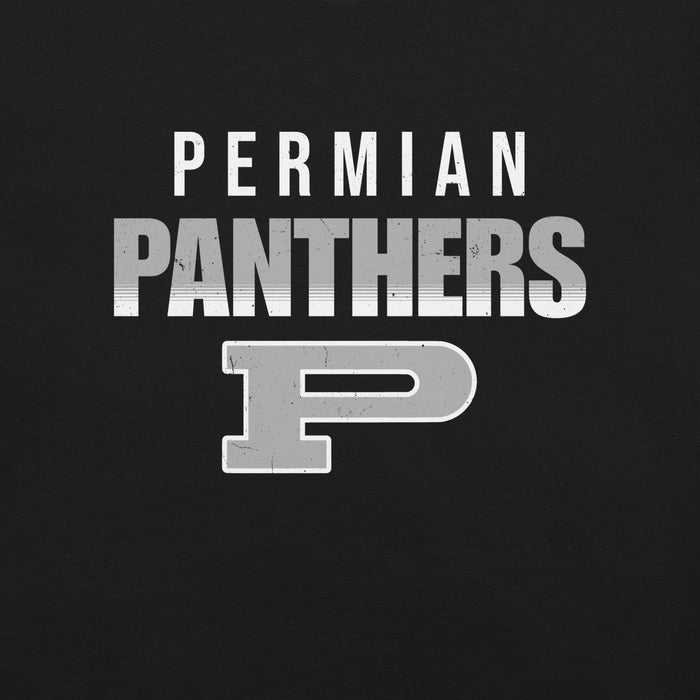 Text 'PERMIAN PANTHERS' with a large 'P' on a black background - premium -shirt design 024