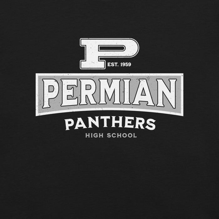Close-up view of Permian High School Panthers Black Premium Unisex T-shirt 202