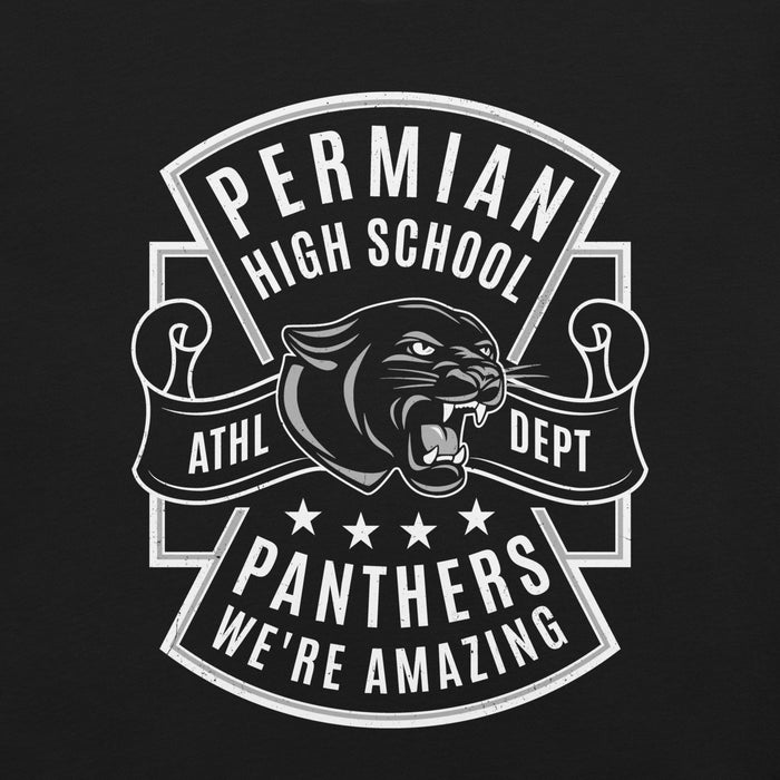 Close-up view of Permian High School Panthers Black Premium Unisex T-shirt 207
