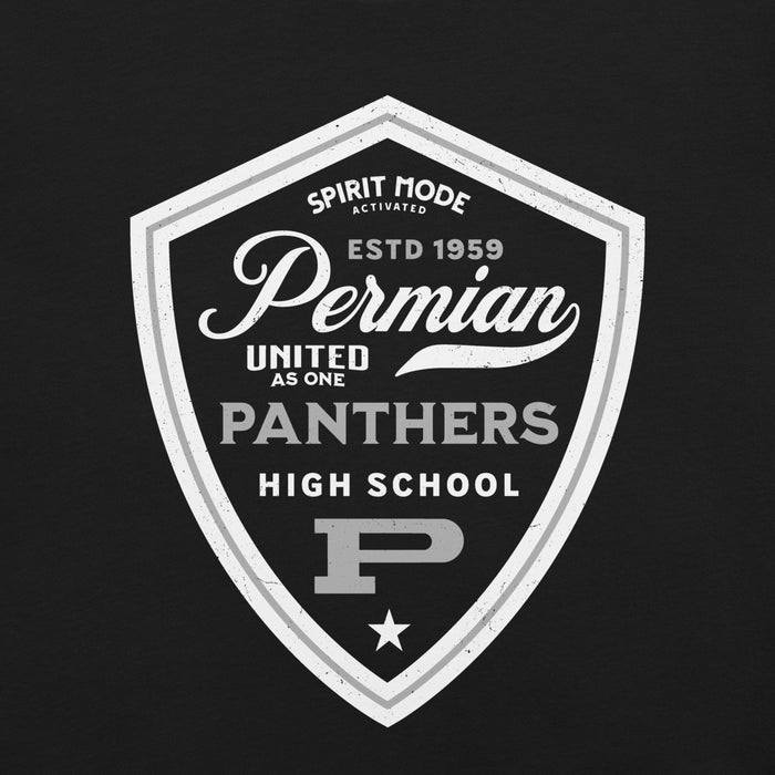 Close-up view of Permian High School Panthers Black Premium Unisex T-shirt 225