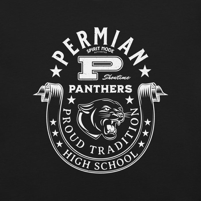 Close-up view of Permian High School Panthers Black Premium Unisex T-shirt 229