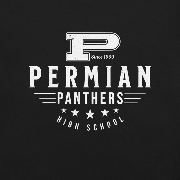 Close-up view of Permian High School Panthers Black Premium Unisex T-shirt 217