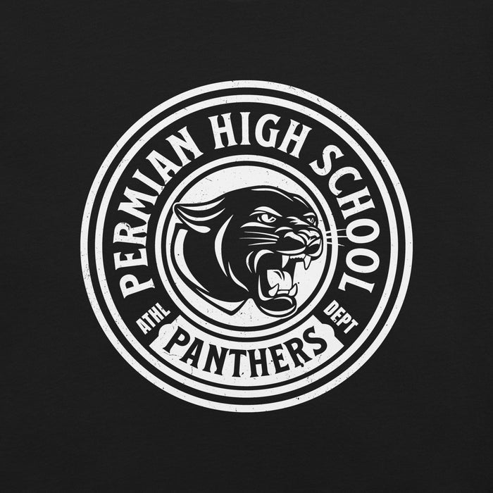 Close-up view of Permian High School Panthers Black Premium Unisex T-shirt 220