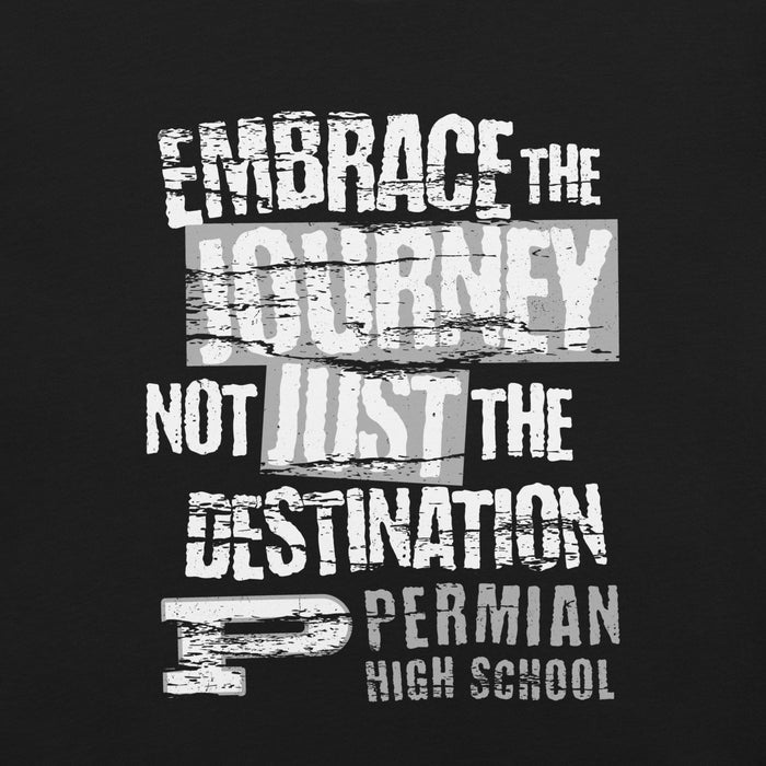 Close-up view of Permian High School Panthers Black Premium Unisex T-shirt 232