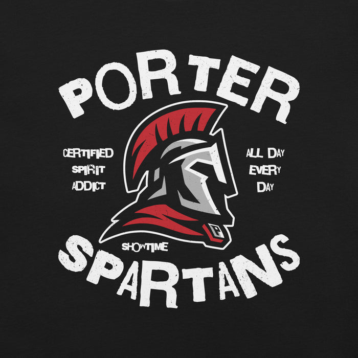 Porter Spartans logo with Spartan helmet graphic on a black background - premium t-shirt design 228