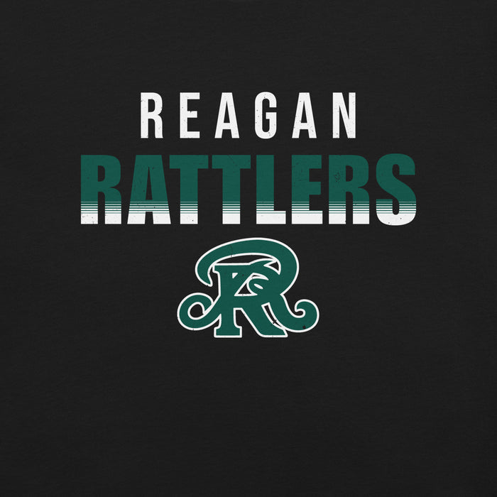 Reagan Rattlers logo with gradient text on a black background - premium t-shirt design 024