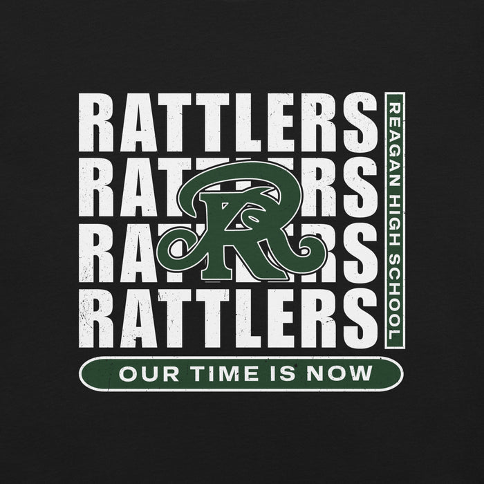 Reagan High School Rattlers logo and text on a black background - premium t-shirt design 235