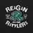 Logo of Reagan Showtime Rattlers with a green 'R' on a black background - premium t-shirt design 228