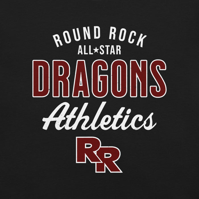 Close-up view of Round Rock High School Dragons Black Premium Unisex T-shirt 034
