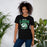 Woman wearing Spring High School Lions Black Premium Unisex T-shirt 204