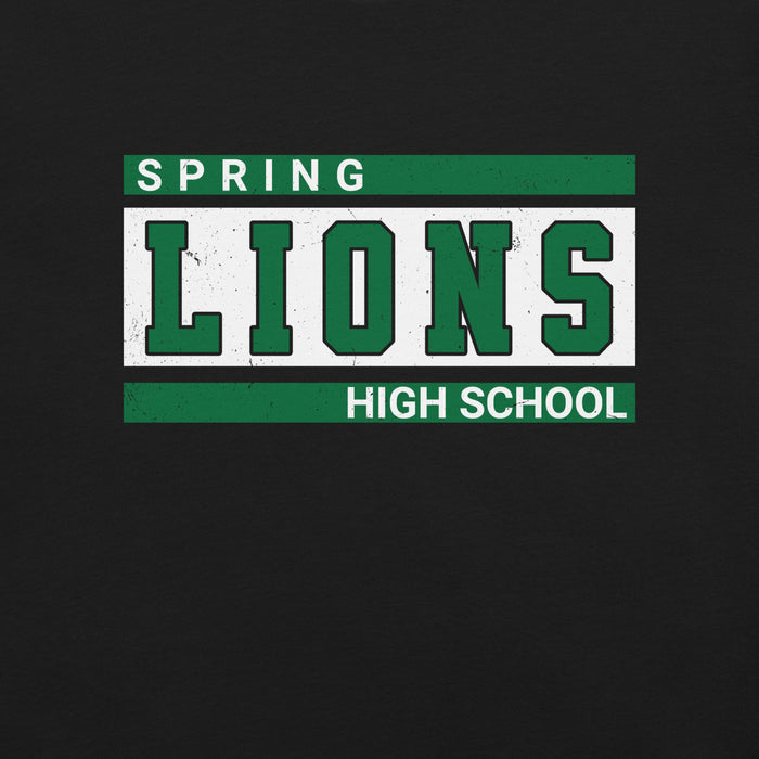 Close-up view of Spring High School Lions Black Premium Unisex T-shirt 098